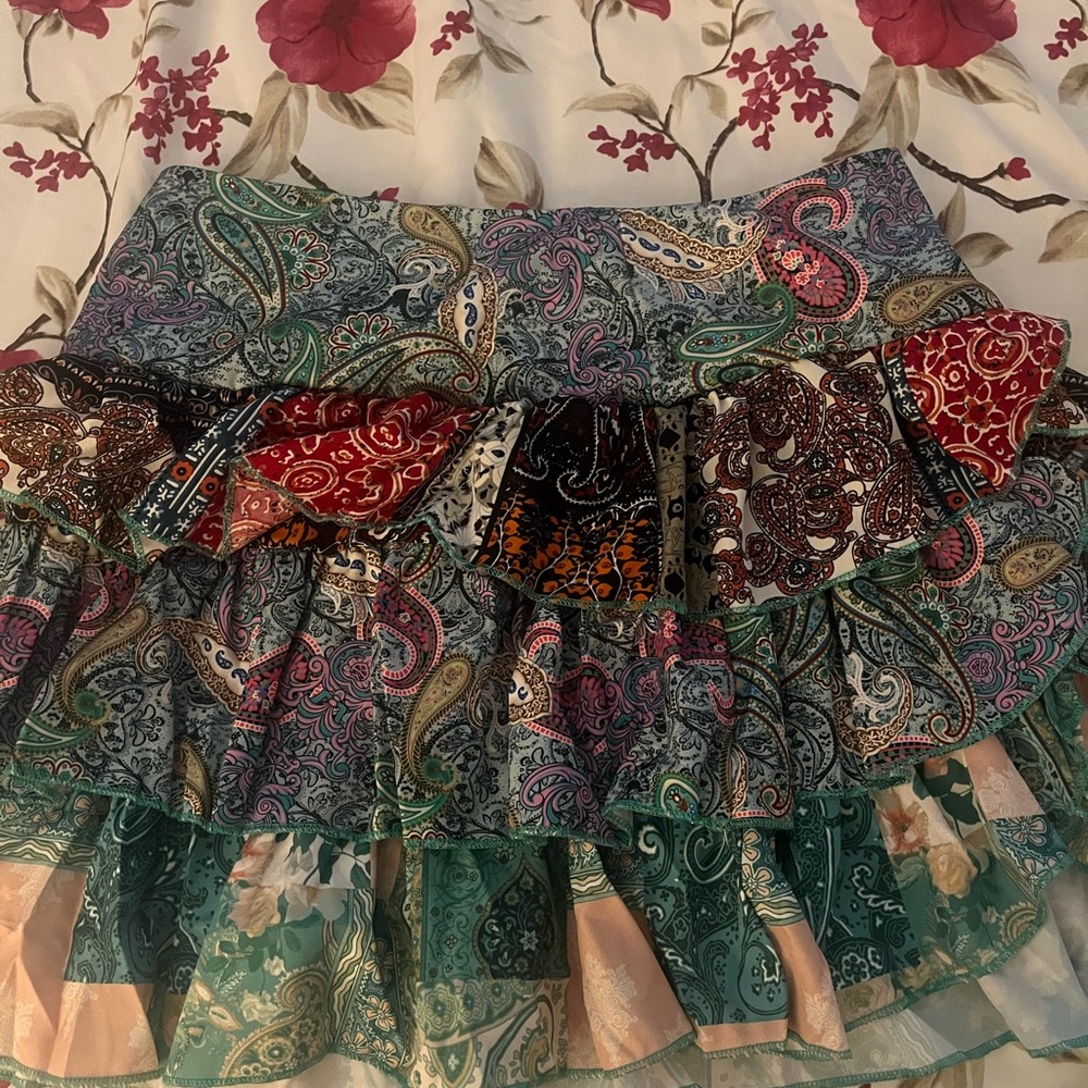Paisley Ruffle Skirt - Multicolor